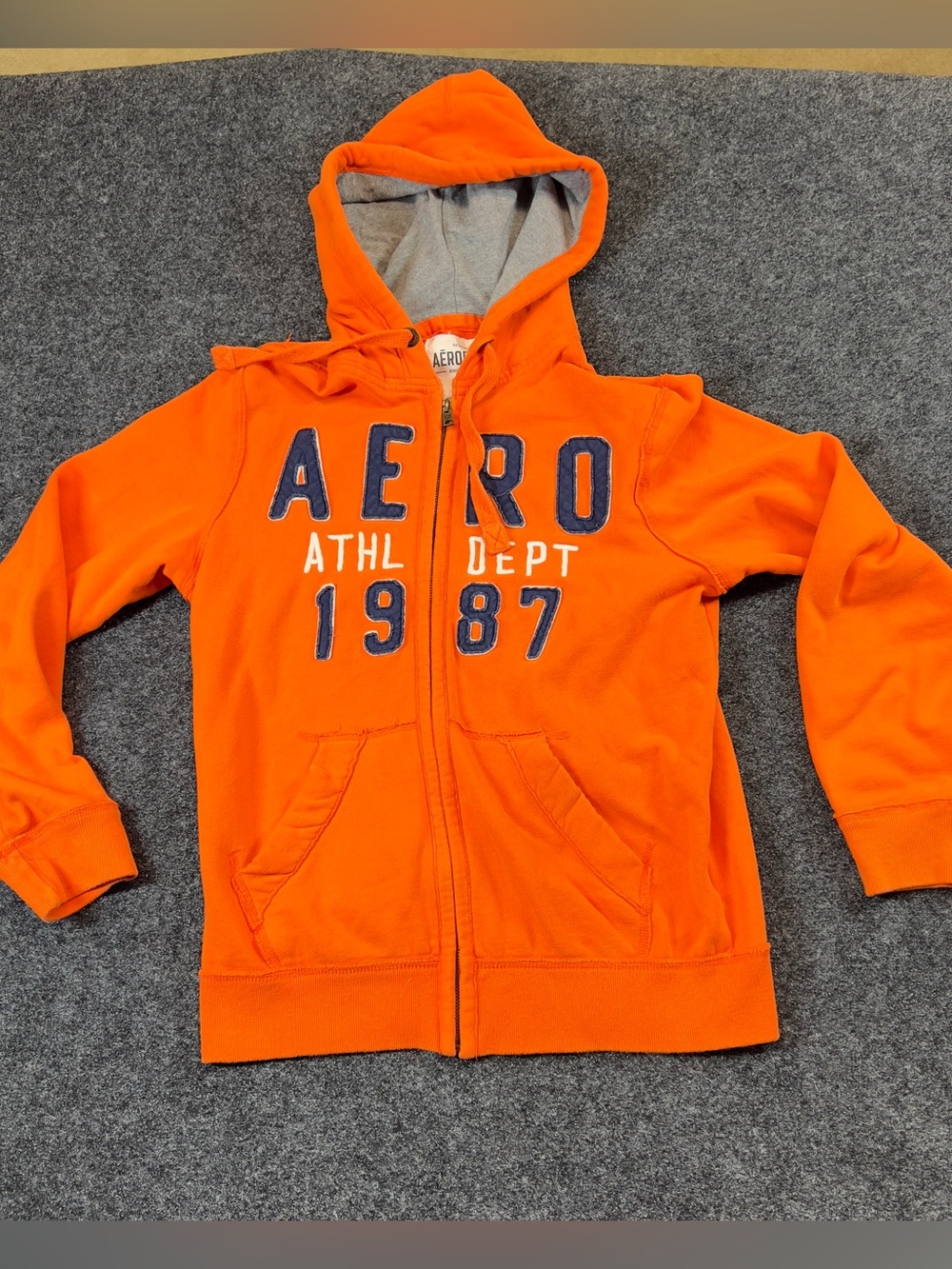Aeropostale AERO 1987 Orange Full Zip Hoodie Small Casual Y2K Sweatshirt